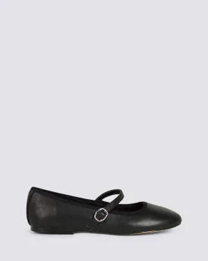 BAILEY BALLET FLATS BLACK LEATHER