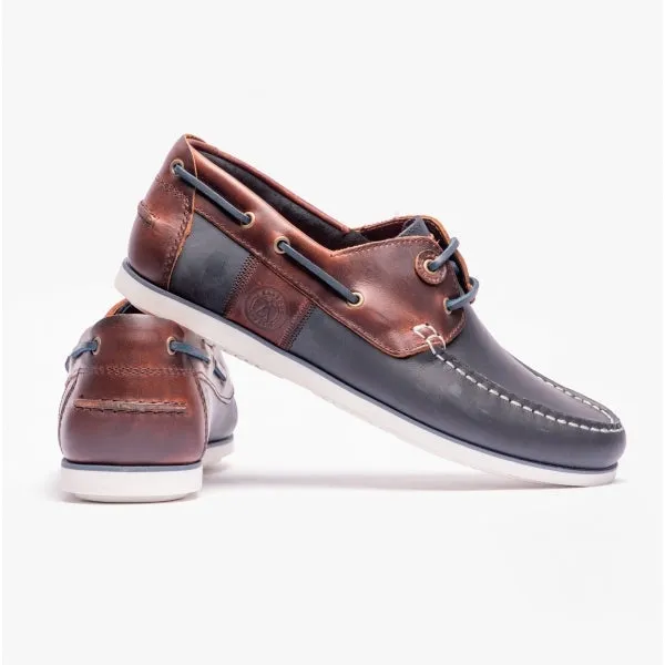 Barbour WAKE Mens Boat Shoes Washed Navy/Brown