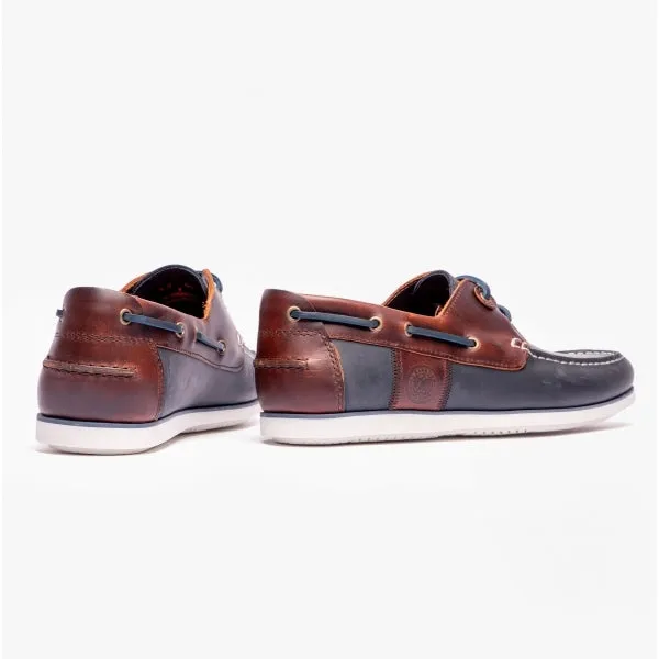 Barbour WAKE Mens Boat Shoes Washed Navy/Brown
