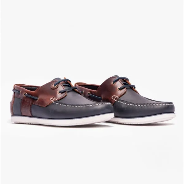 Barbour WAKE Mens Boat Shoes Washed Navy/Brown