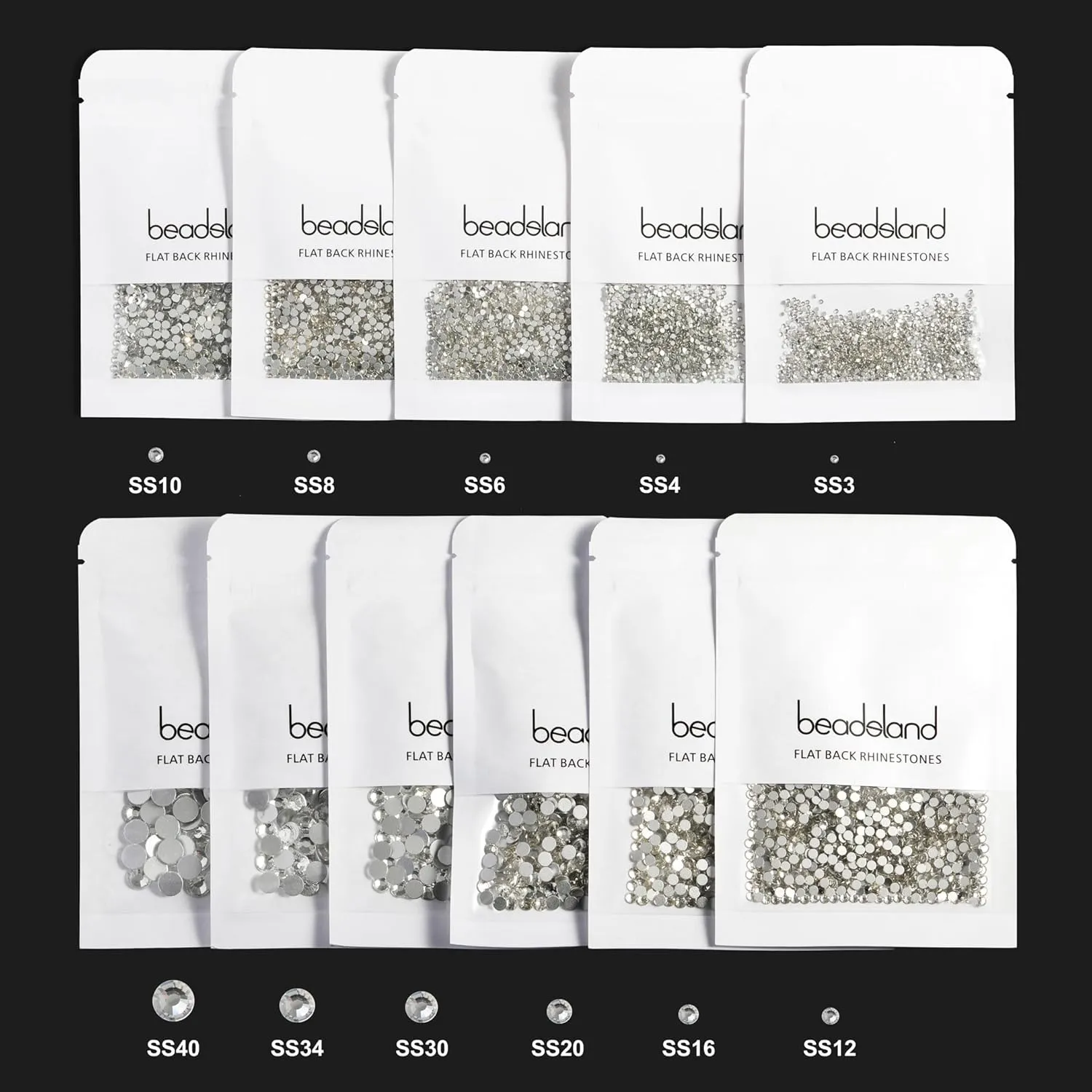 Beadsland 288pcs Flat Back Crystal Rhinestones Round Gems for Nail Art and Craft Glue Fix, Fuchsia, SS34,7.1-7.3mm