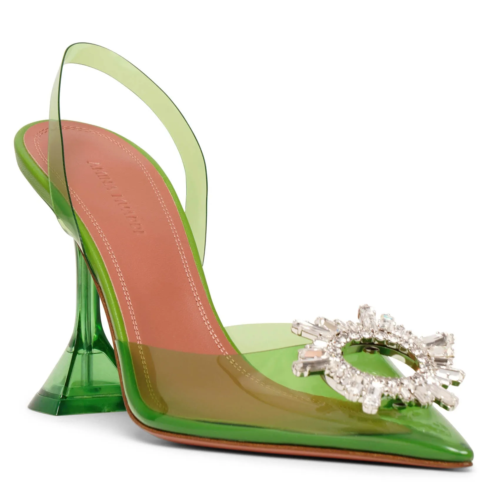 Begum crystal embellished green pvc pumps