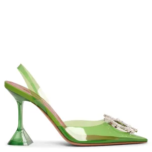 Begum crystal embellished green pvc pumps