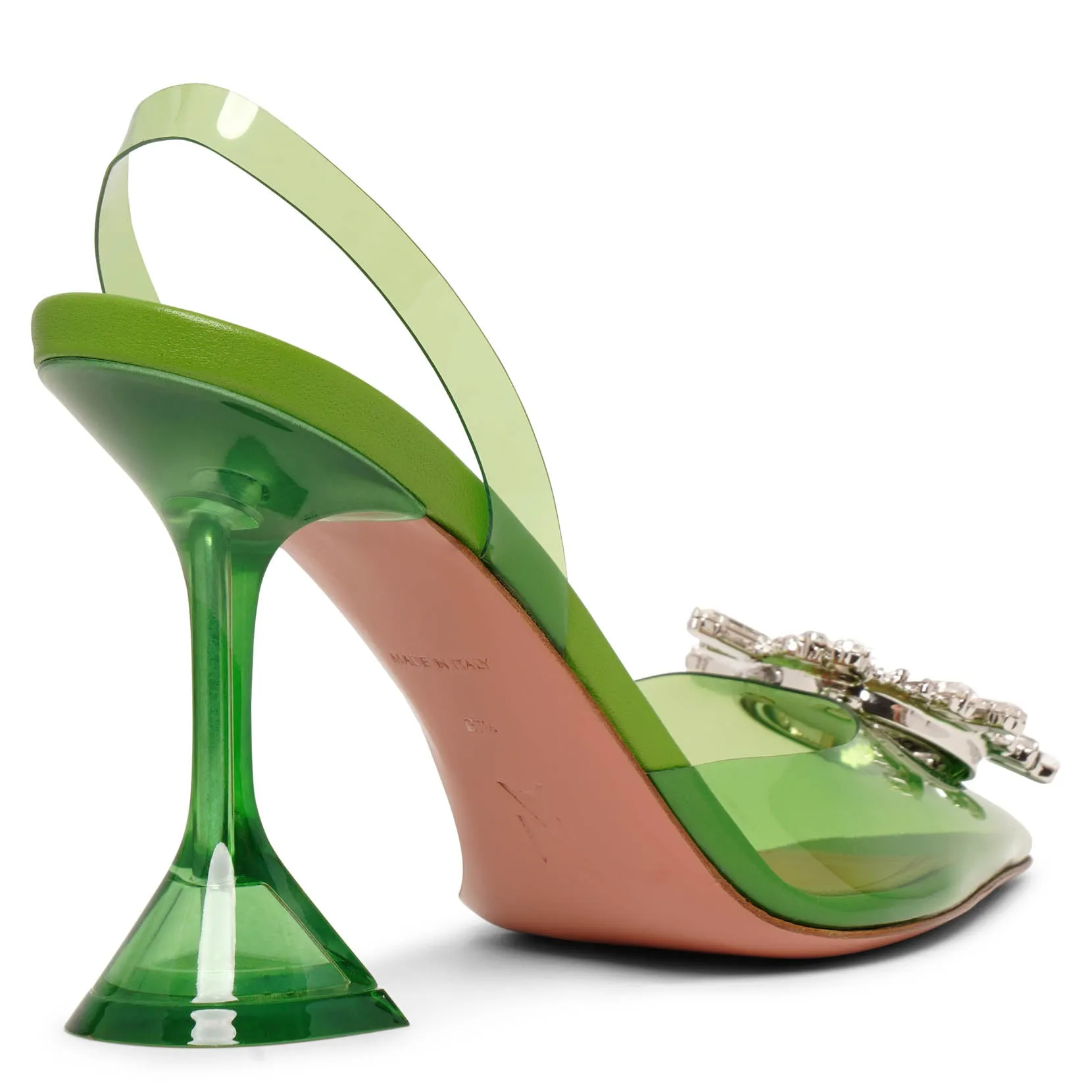 Begum crystal embellished green pvc pumps