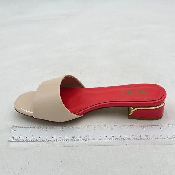 Beige Summer Mule Clogs Sandals Slip On Chunky Heel Slippers Open Toe Shoes