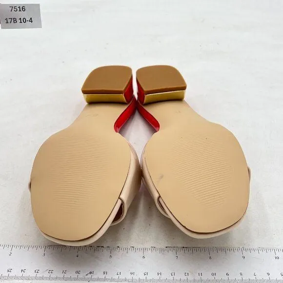 Beige Summer Mule Clogs Sandals Slip On Chunky Heel Slippers Open Toe Shoes