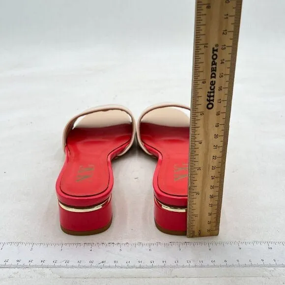 Beige Summer Mule Clogs Sandals Slip On Chunky Heel Slippers Open Toe Shoes