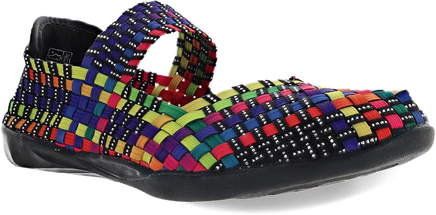 Bernie Mev womens Cuddly Mary Jane Flat, Black Multi, 10.5 US