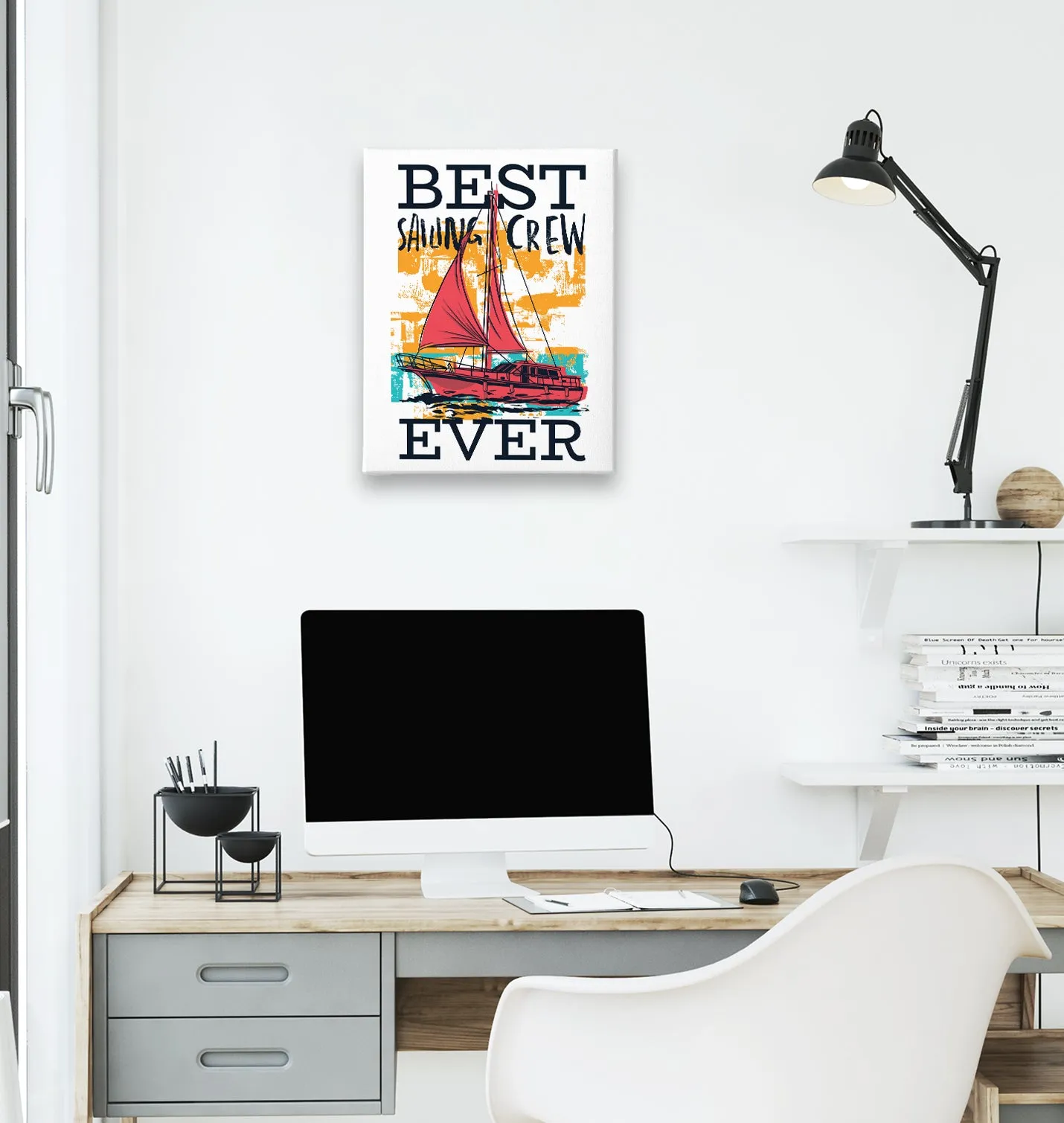 Best Sailing Crew on the Boat White Canvas Wall Art 35x40cm
