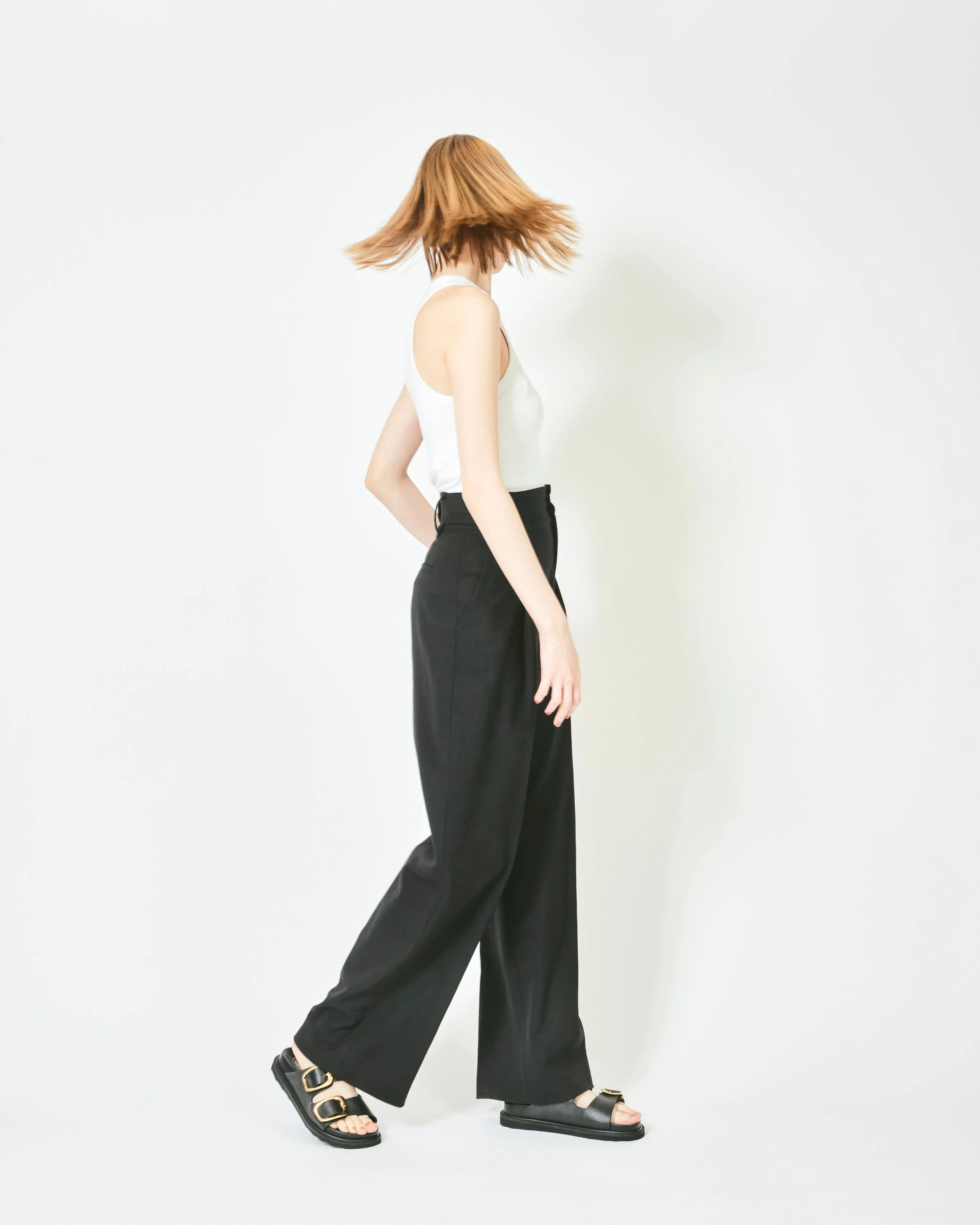 BIG DOUBLE BUCKLE SANDALS BLACK