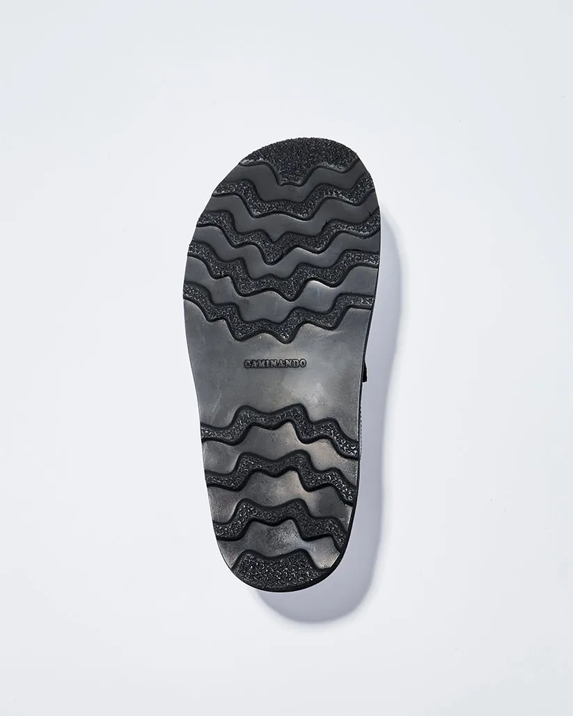 BIG DOUBLE BUCKLE SANDALS BLACK