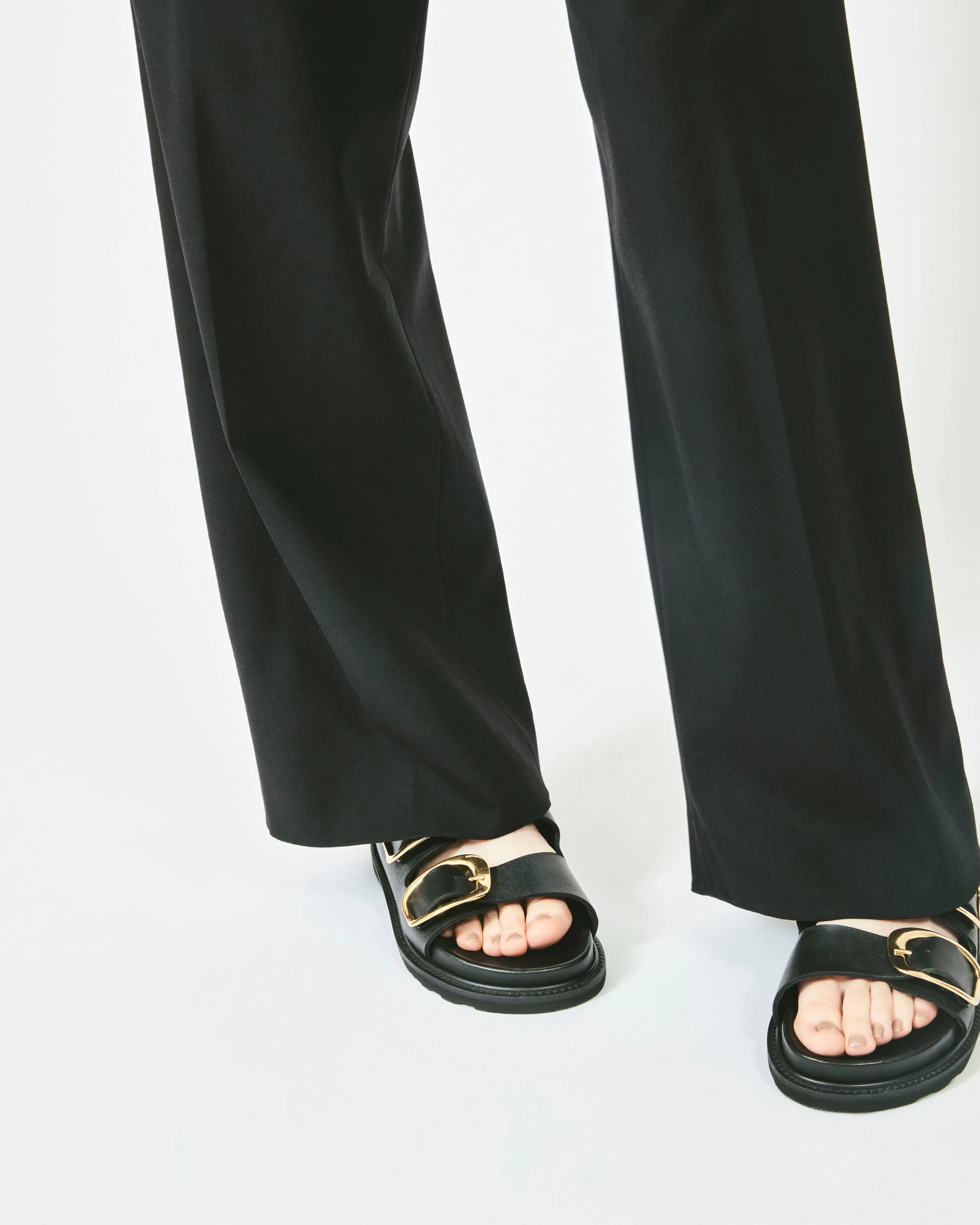 BIG DOUBLE BUCKLE SANDALS BLACK