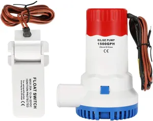 Bilge Pump DC12V 1100GPH/1500GPH Automatic/Non-Automatic 12 Volt Electric Water Pump Low Noise with The Switch for Ponds,Pools,Boat Caravan RV
