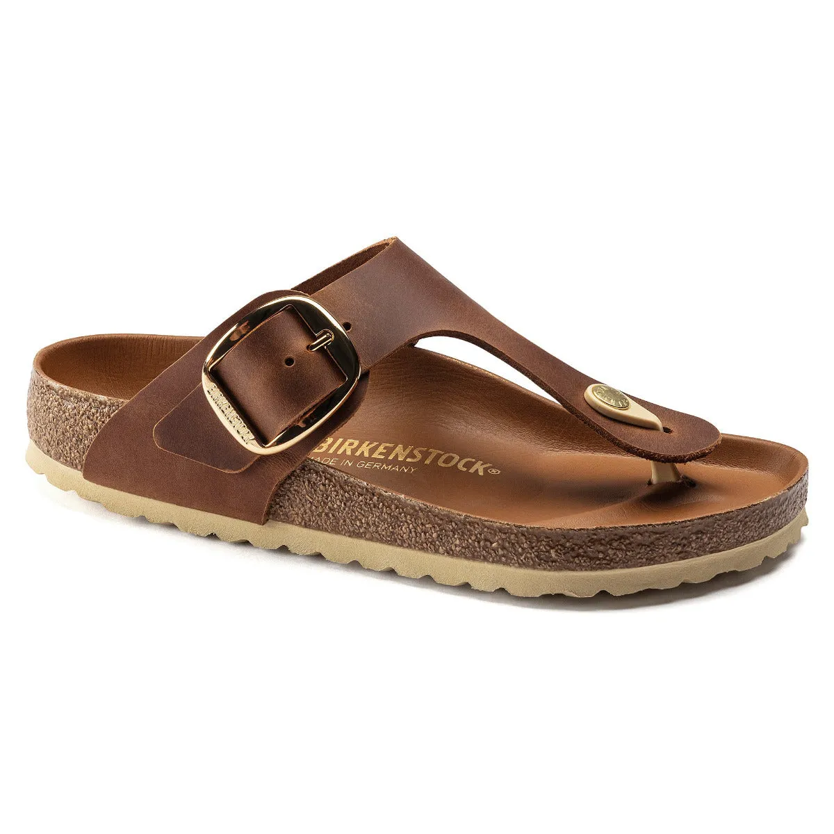 Birkenstock 1018745 Women's Gizeh Big Buckle Cognac Oiled Leather