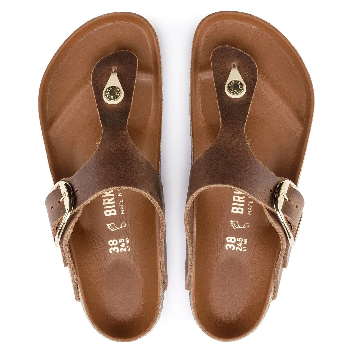 Birkenstock 1018745 Women's Gizeh Big Buckle Cognac Oiled Leather