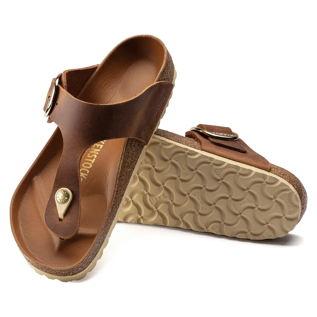 Birkenstock 1018745 Women's Gizeh Big Buckle Cognac Oiled Leather