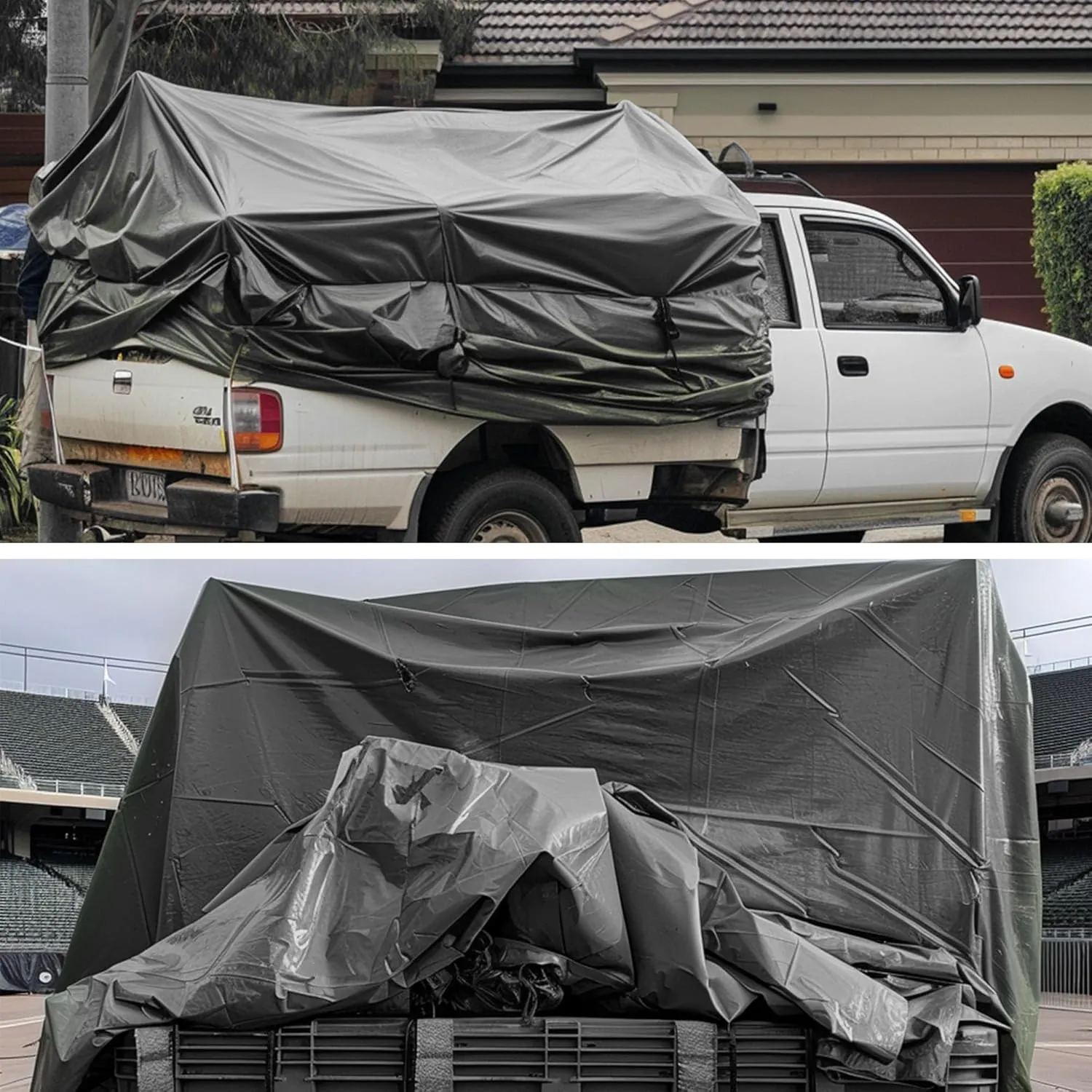 Black 8x10 feet 22 Mil Heavy Duty Organic Silicone Coating Waterproof Tarps,Tear Resistant Tarpaulin with Grommets&Reinforced Edges,for Outdoor Camping, Pool,Boat