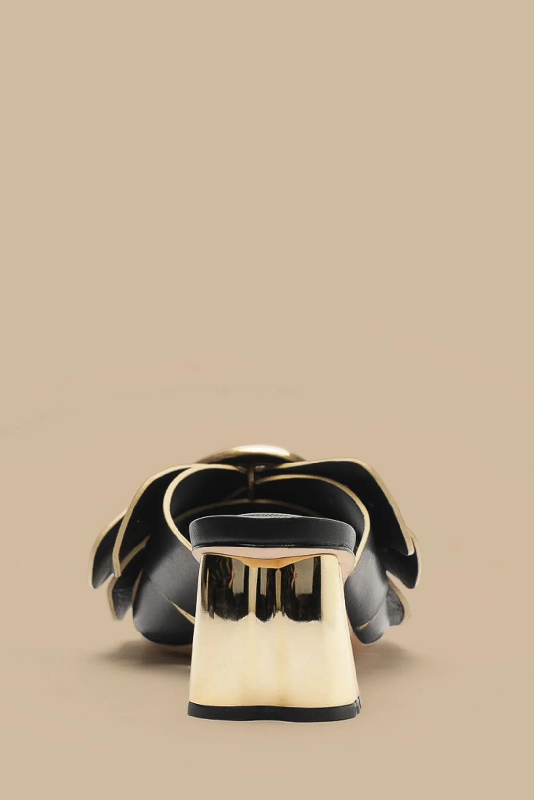 Black Daisy Heeled Mule