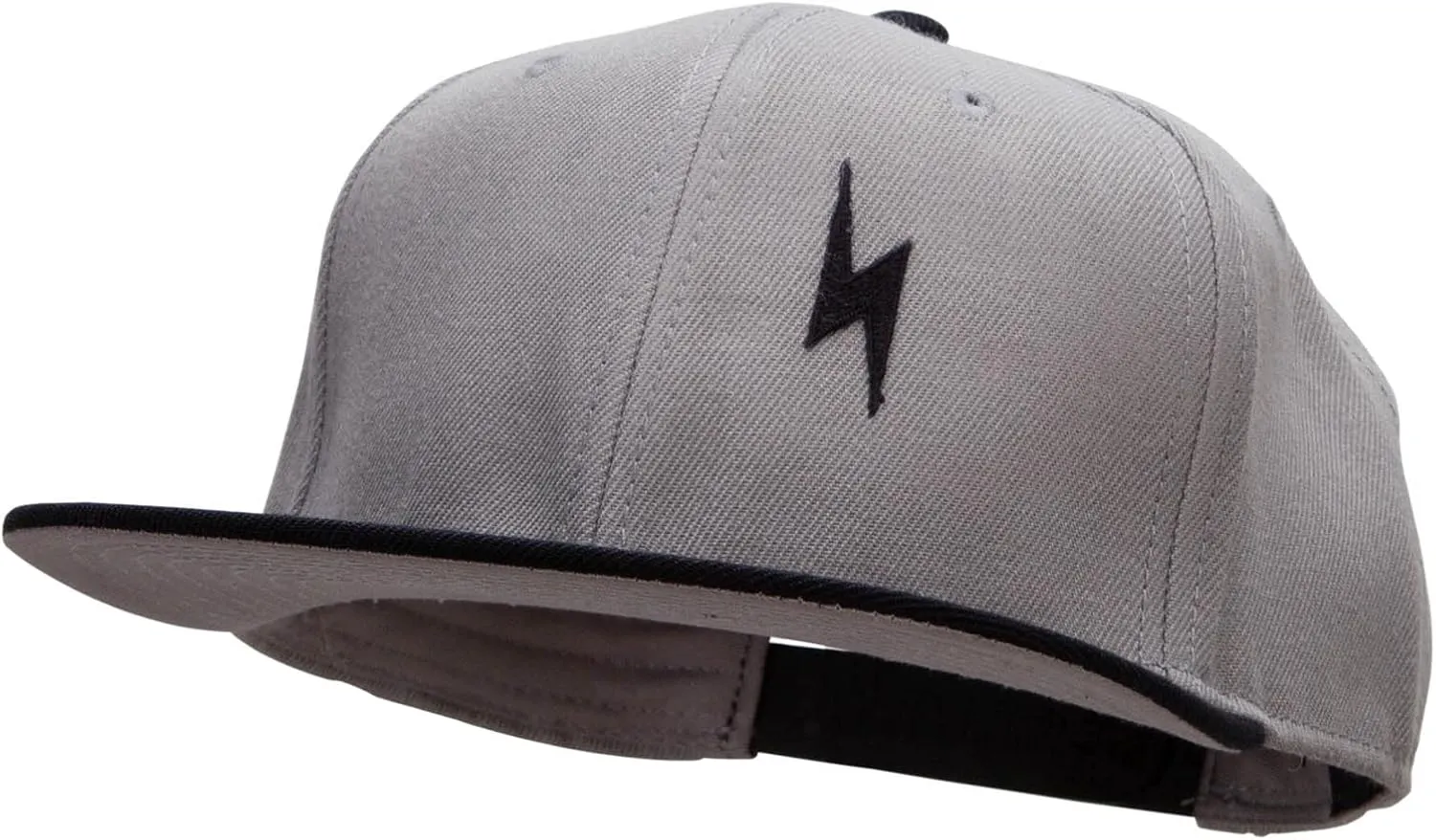 Black Lighting Bolt Patched Wool Blend Pro Style 2 Tone Snapback