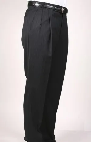 Black Pinstripe Bond Flat Front Trouser