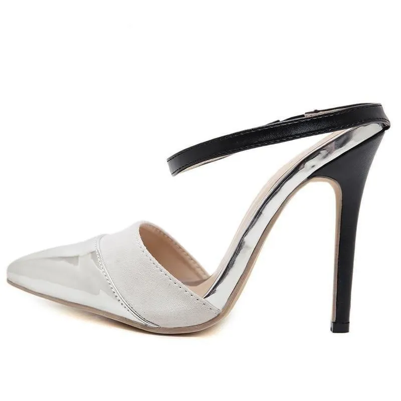 Bling Bling PU Buckle Strap High Heel Cut out Pumps