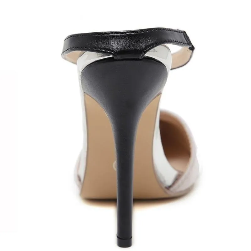 Bling Bling PU Buckle Strap High Heel Cut out Pumps