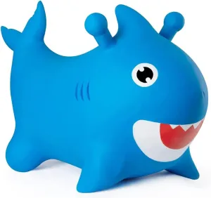 Blue Shark Bounce & Ride-on Inflatable Hopper Toddler Toy with Pump