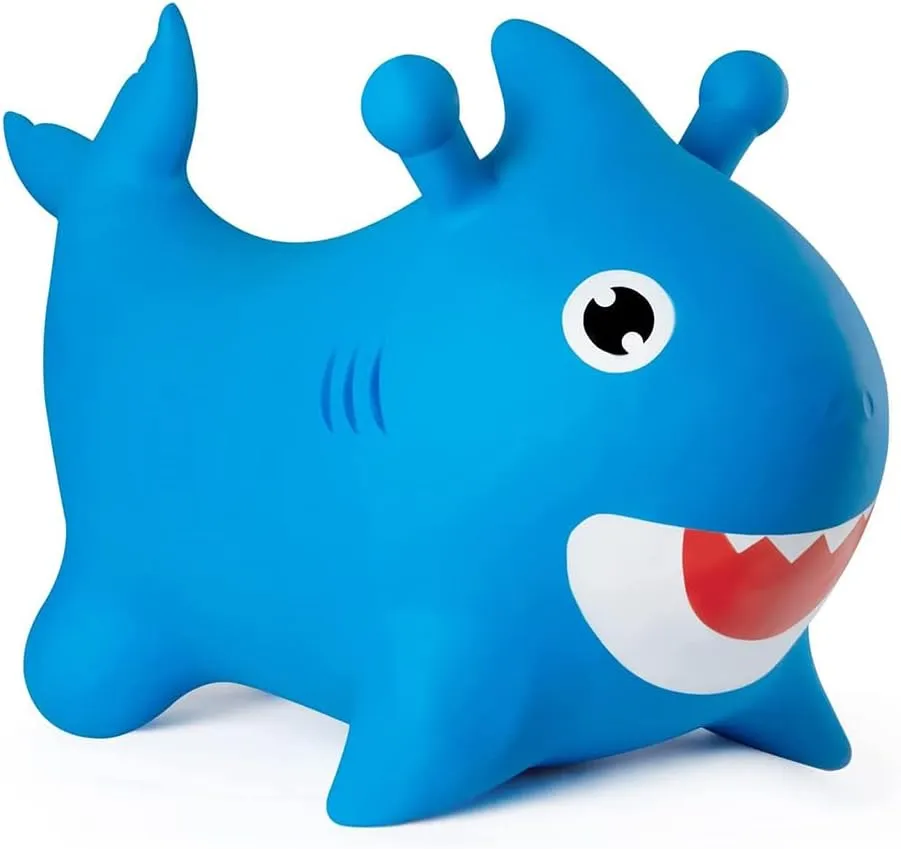Blue Shark Bounce & Ride-on Inflatable Hopper Toddler Toy with Pump