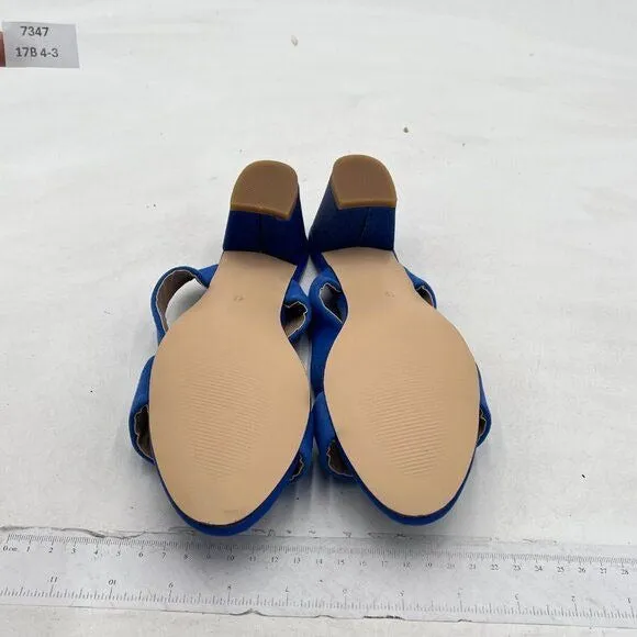 Blue Suede Comfortable Open Toe Sandals Mule Chunky Low Heel Strappy Casual Shoe