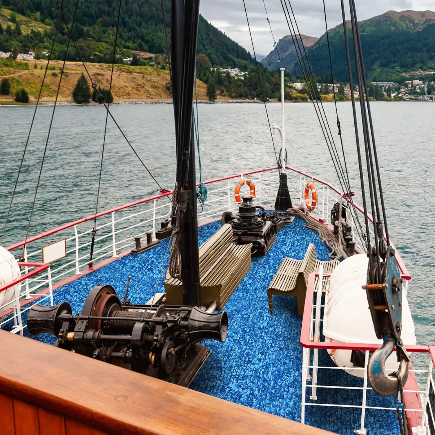 Boat Flooring EVA Foam 118"/94" x 47"/35"/24"/16" Boat Decking Non Slip Marine Camo Self Adhesive Carpet with Roller Ruler for Kayak Yacht Motorboat