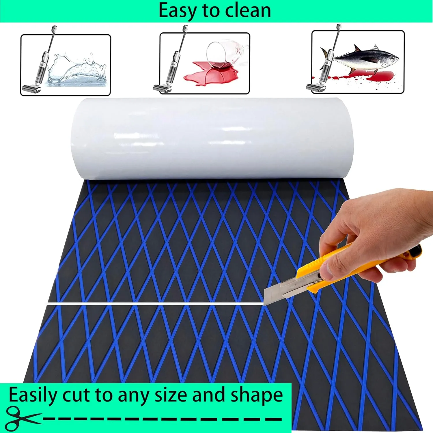 Boat Flooring EVA Foam Boat Decking Faux Teak Marine Sea Deck Non-Slip Mat for Decking Yacht Motorboat Fishing Boat Surfboard,102.4"/94.5"/86.6"/x 37.4"