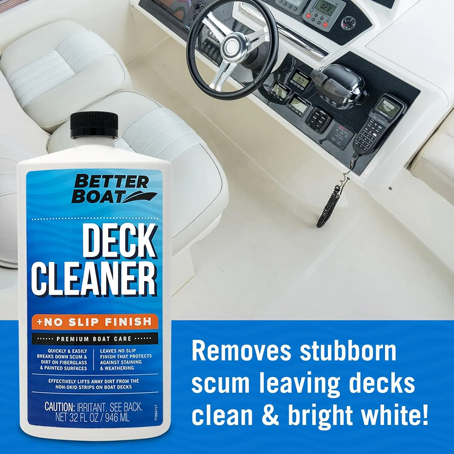 Boat Non-Skid Deck Cleaner, Marine-Grade, for Fiberglass, Aluminum, Plastic, Vinyl, Composite Floors & Hulls, Wash Soap & Sealant Cleaning Supplies