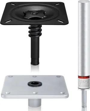 Boat Seat Pedestal Base Mount Kit Package with Lock in 3/4" Boat Seat Pin Post & 7" x 7" Marine Base Pedestal Plate & Mount for Marine Pontoon Fishing Bass
