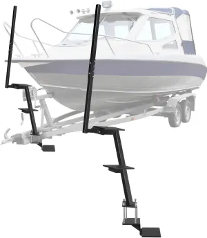 Boat Trailer Tongue Steps with Handle,Heavy Duty Steel 3 Step Boat Trailer Steps Support for 500LBS Capacity,Universal Fits for Boat Trailer Steps for The Tongue,Bass Boat, Pontoon Boat