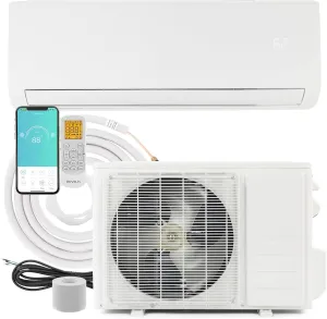 Bonnlo 12,000 BTU Ductless Mini Split AC/Heating System, 230 V / 21 SEER Split-System Wall Air Conditioner Pre-Charged Inverter Heat Pump with 16ft Installation Kit