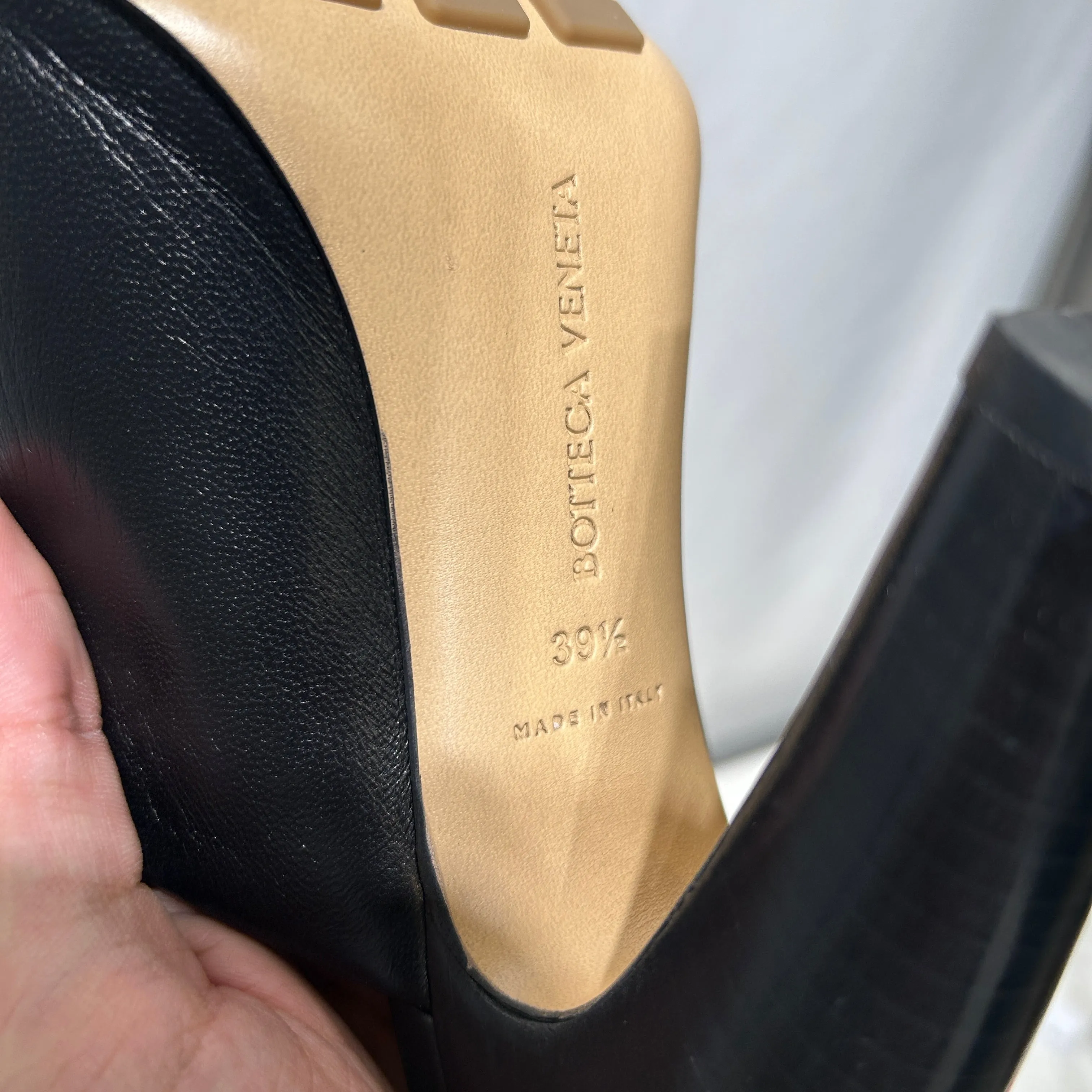 BOTTEGA VENETA/Heels/US 9/Leather/BLK/bottega veneta heeled mule