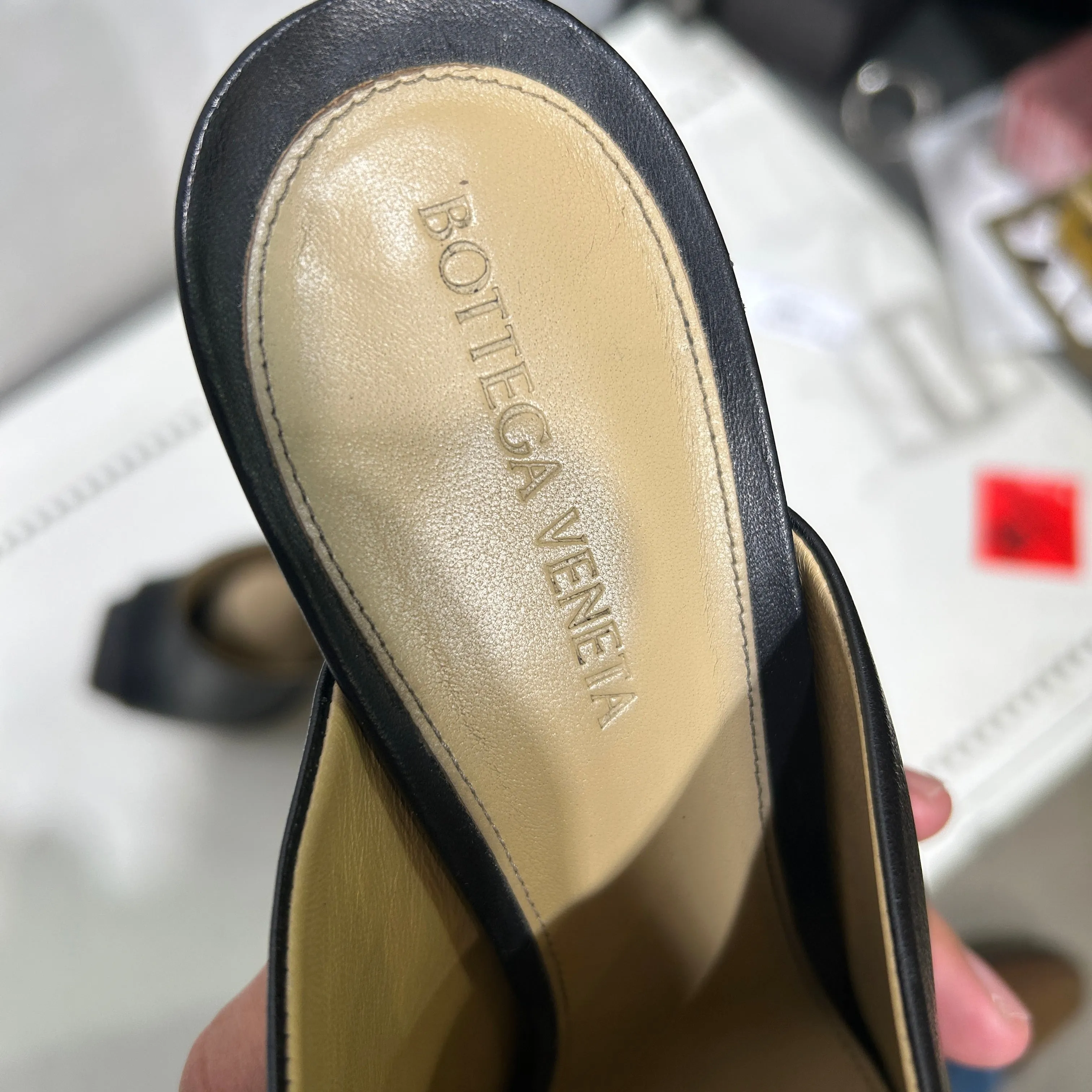 BOTTEGA VENETA/Heels/US 9/Leather/BLK/bottega veneta heeled mule
