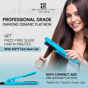 Brilliance New York - Trio Flat and Curling Irons Set: 1.25" Diamond and Ceramic Flat Iron   1/2" Mini Diamond Flat Iron   1" Clipless Curling Iron, Black