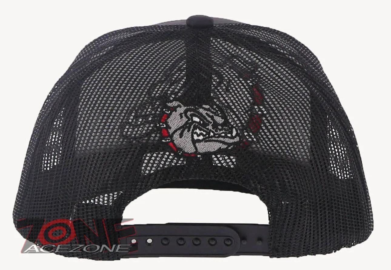 BULLDOG HEAD MESH SNAPBACK FLAT BILL BASEBALL CAP HAT CAMOUFLAGE BLACK