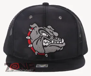 BULLDOG HEAD MESH SNAPBACK FLAT BILL BASEBALL CAP HAT CAMOUFLAGE BLACK