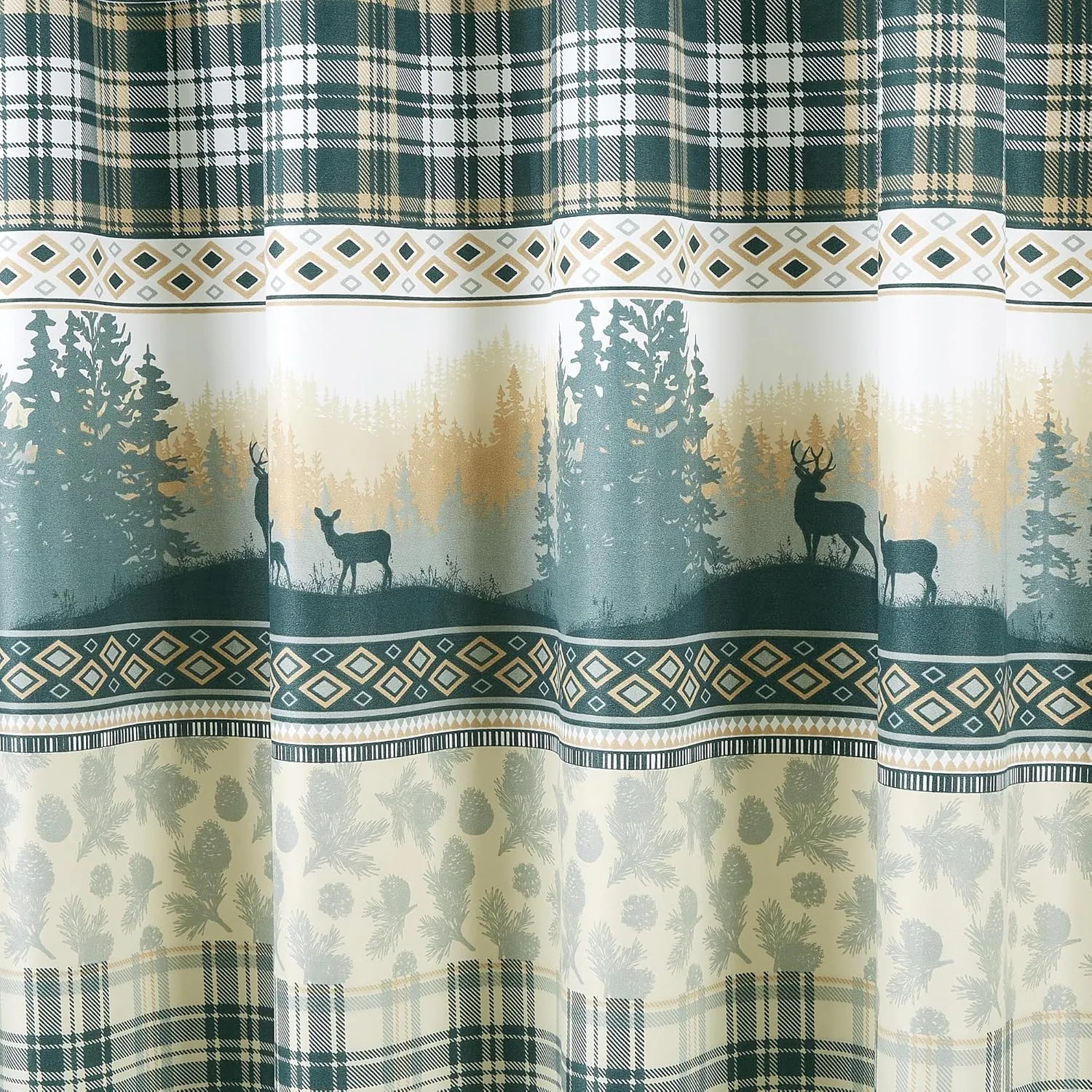 Chezmoi Collection Ridge 7-Piece Northwest Cabin Lodge Bed in a Bag Queen Comforter Set - Multicolor Pine Tree Fish Deer Printed Microfiber Bedding Set