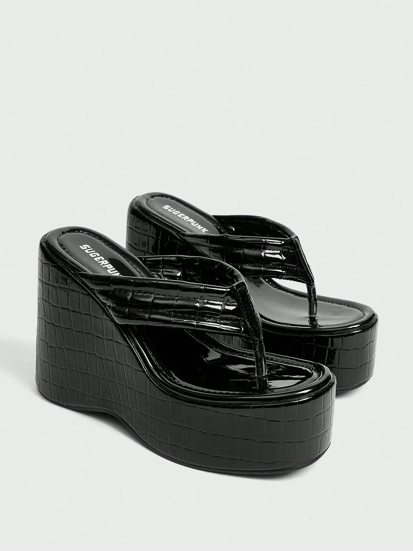 Chic Black Rivet Wedge Platform Sandals for Spring Break & Easter