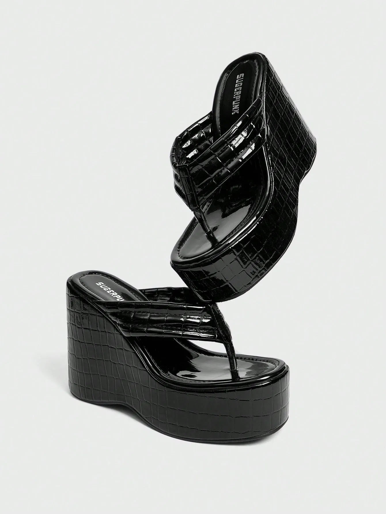 Chic Black Rivet Wedge Platform Sandals for Spring Break & Easter