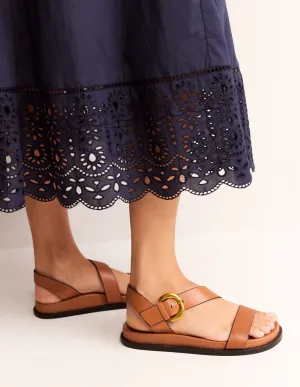 Chunky Buckle Sandal-Tan