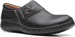 Clarks Un Loop Ave Leather Flat, 9, Black