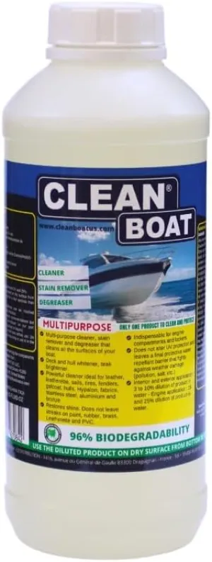 CleanBoat® All In One Boat Cleaner, Degreaser, And Stain Remover, 1 Liter, Leaves A Protective Coating, 96% Biodegradable, Safe On Your Boat's Multiple Surfaces (1)