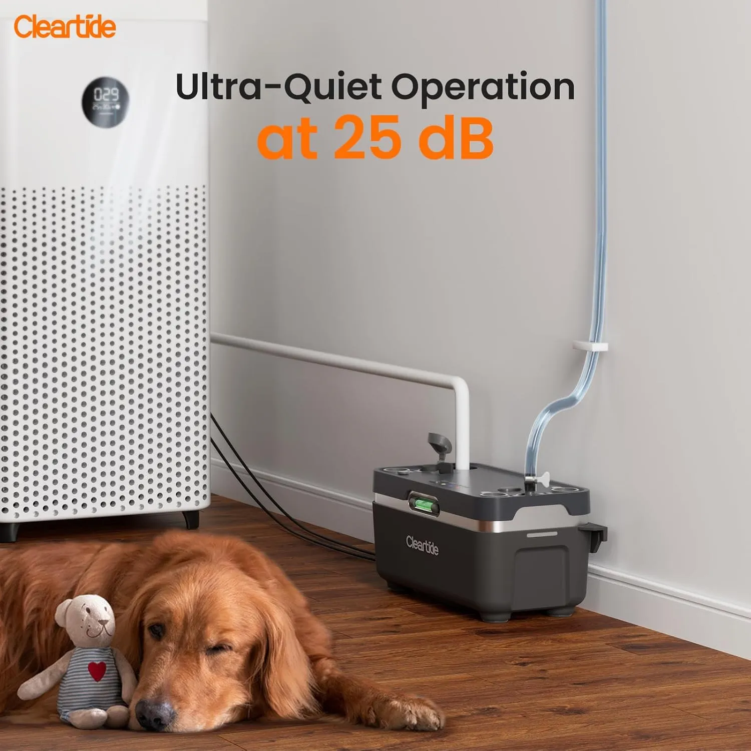 Cleartide Condensate HVAC Pump, Ultra-Quiet 25dB, 1/30 HP 135 GPH, Automatic Condensate Removal Pump with Safety Switch for Air Conditioner/Furnace/Dehumidifier/Ice Machine, 100-240V, 27ft Head Height