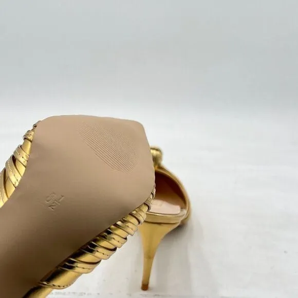Closed Pointed Toe Mule for Women Knotted Detail Slip On Backless Mid Heel