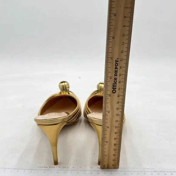Closed Pointed Toe Mule for Women Knotted Detail Slip On Backless Mid Heel