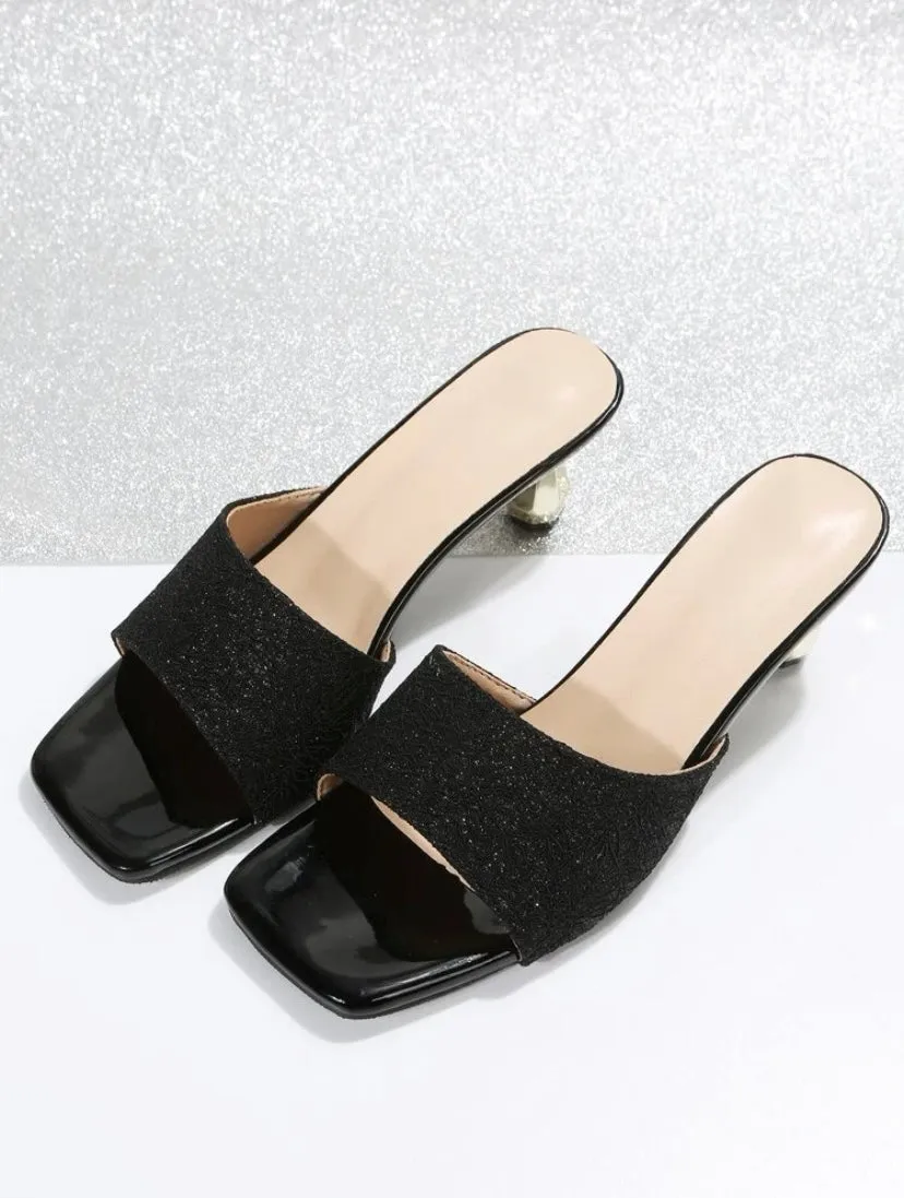 CM-SHS011560 Women Trendy Seoul Style Minimalist Sculptural Heeled Mule Sandals - Black